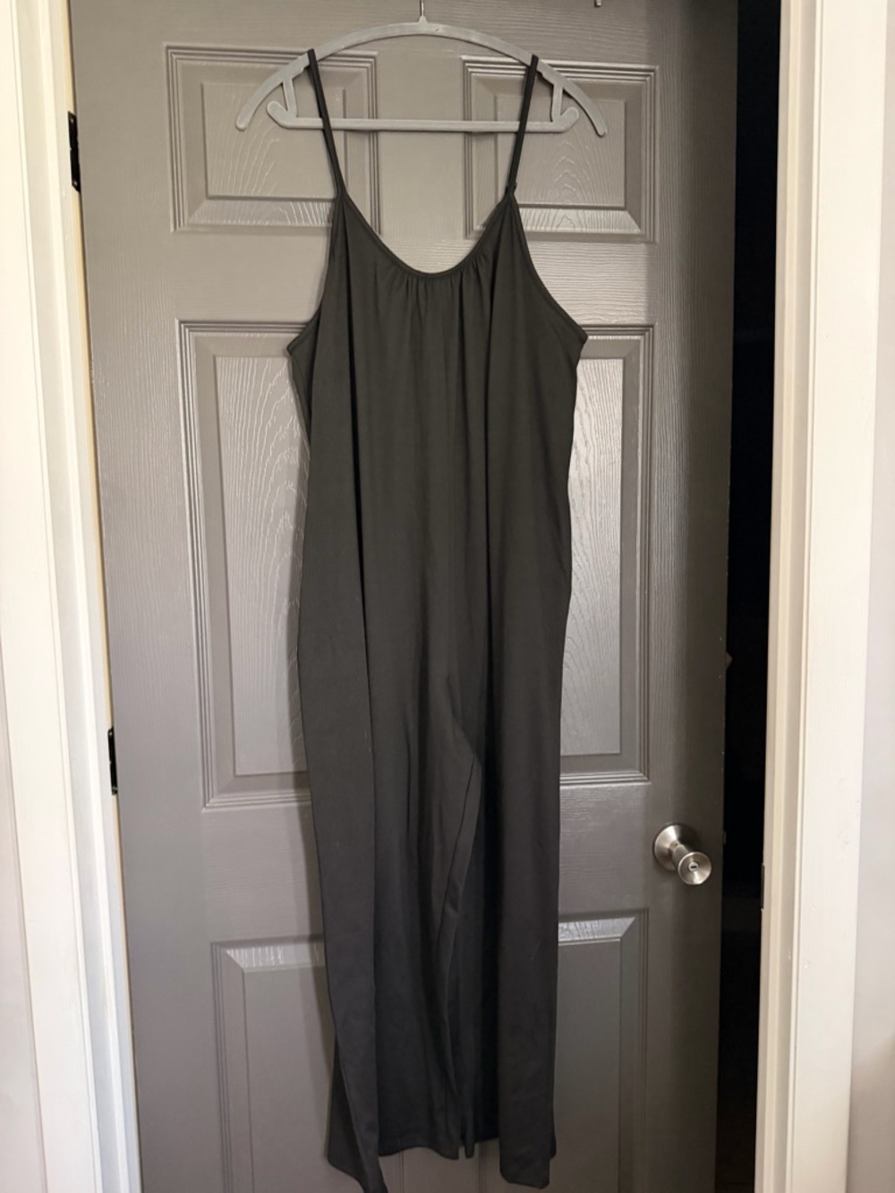 Women’s Black Slip Jumpsuit with Spaghetti Straps